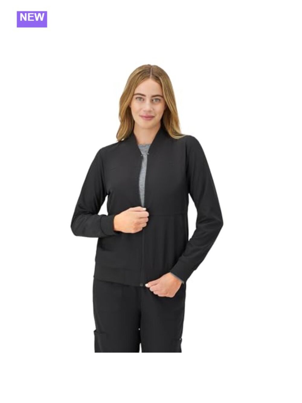 Hanes Women's Scrubs Zip-Up Bomber Jacket Medical Workwear